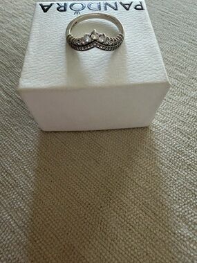 Pandora Silver Tiara Ring with White Stones